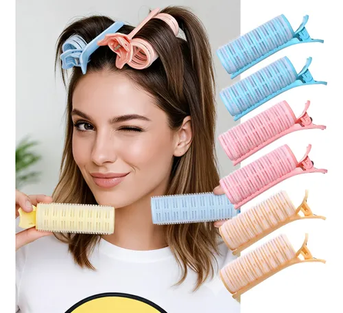 Rulos Gigantes 6pcs Sin Calor Volumen Raíz Cabello Largo 6 Piezas