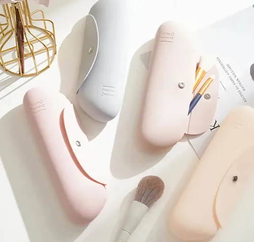 Porta Brochas De Maquillaje Organizador Viaje Neceser Makeup Color Blanco