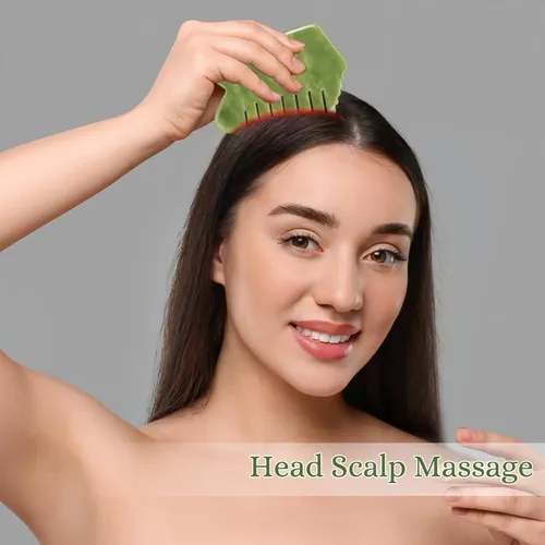 Peine Masajeador Leosense Jade, Herramienta Gua Sha De 10 Cm