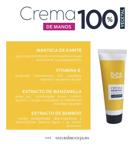 Crema Hidratante de Papaya para Manos Secas y Agrietada y de Rápida Absorción