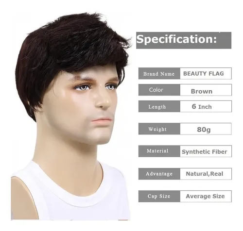Peluca Cabello Corto Masculino Colocación Sin Complicaciones