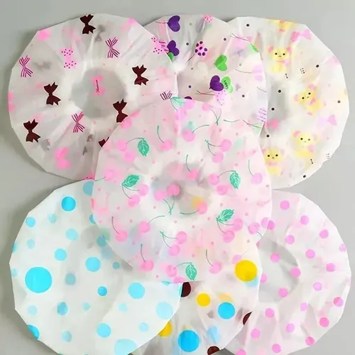 Kit Con 6 Gorros De Ducha De Plástico Cabello Seco Aleatorio