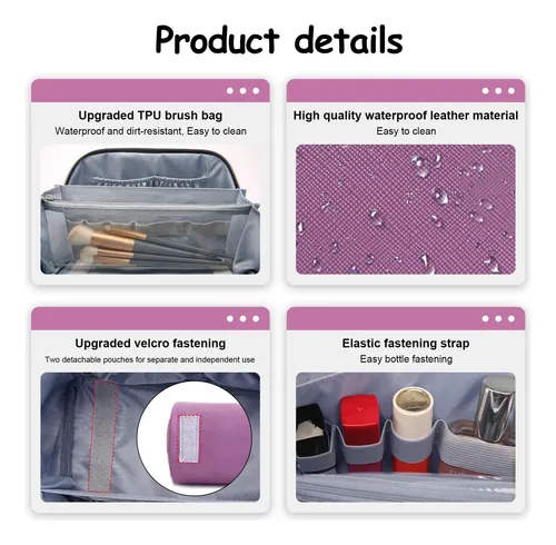 Neceser Organizador De Maquillaje Boyatu 3 Unidades Morado