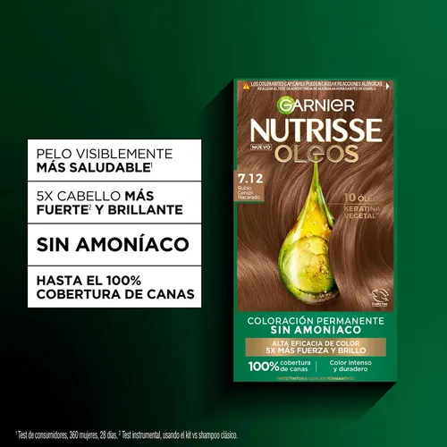 Kit Tintura Permanente Nutrisse Oleos Garnier Tono 7.12