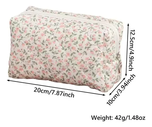Neceser Acolchado Floral Para Maquillaje Y Accesorios