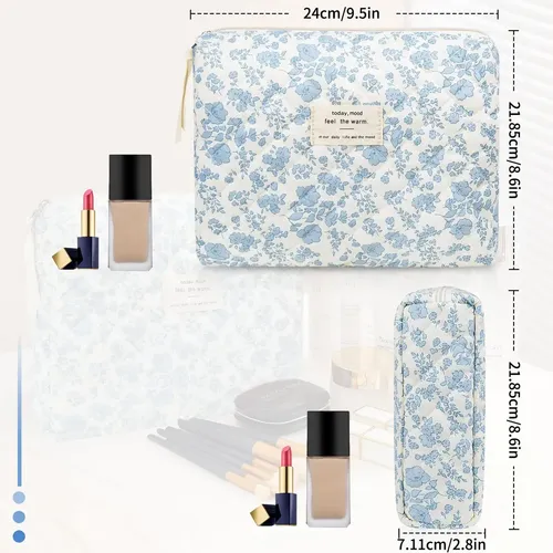 Bolsa De Maquillaje Floral, Bolsa Grande For Cosméticos For
