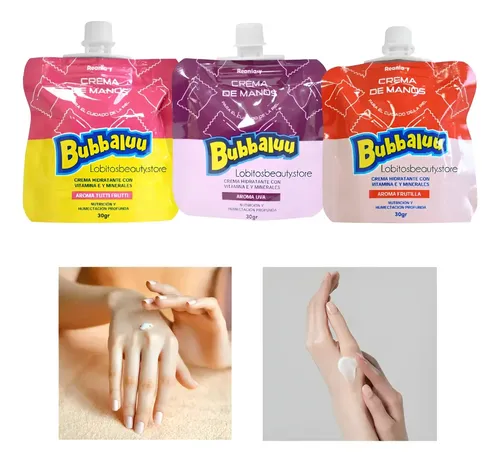 Mini Crema De Manos Hidratante Bubbaluu Ricos Aromas 30 Gr Fragancia Frutilla
