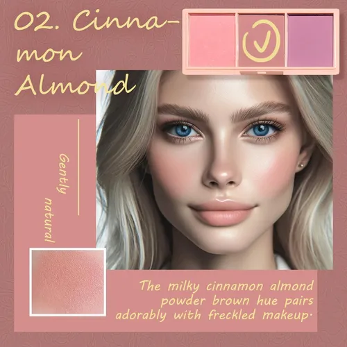 Kootinn Paleta Rubor 3 Colores Mate Rosa Con Brocha