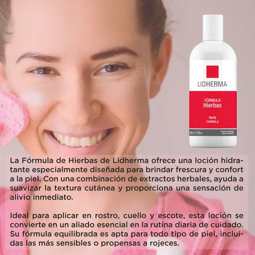 Loción Hierbas Descongestiva Hidratante Tónica Lidherma Tipo de piel Seca,Normal,Mixta