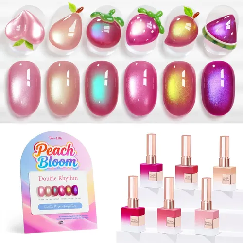 Set 6 Esmaltes Gel Magnéticos Colores Nude Y Rosa