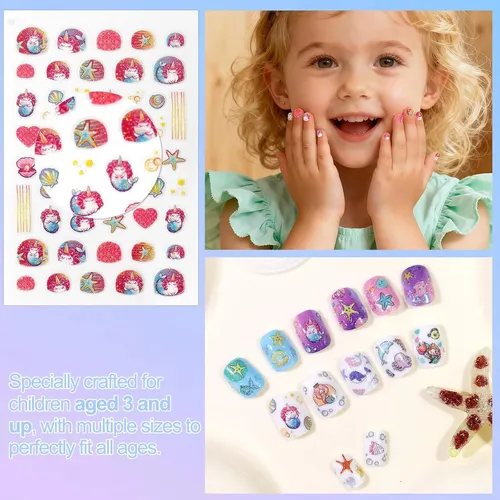 Pegatinas De Uñas Laza Para Niños De Larga Duración, 10 Hoja