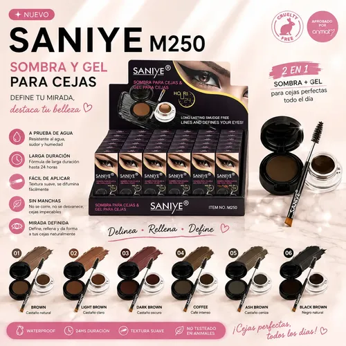 Sombra Y Gel Para Cejas 2 En 1 Saniye M250 24hs