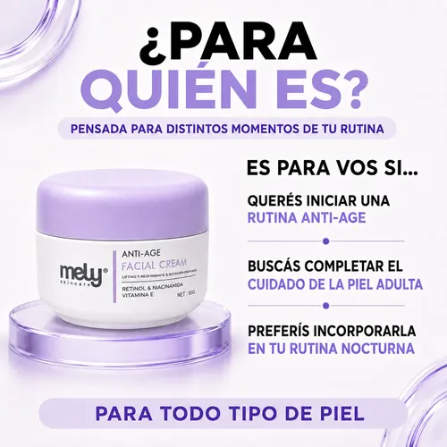 Crema Facial Mely Antiarrugas Retinol Niacinamida 50g