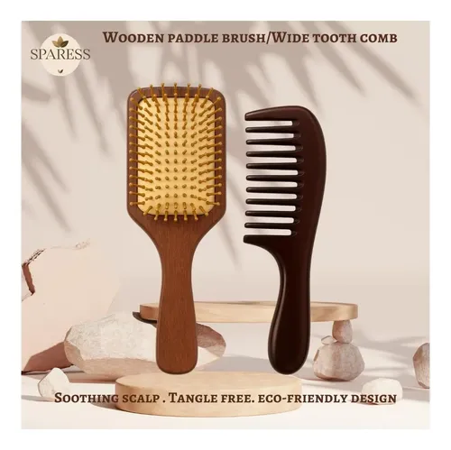 Set De Regalo Con Cepillo Y Peine De Madera Para El Cabello Sandalwood Brown