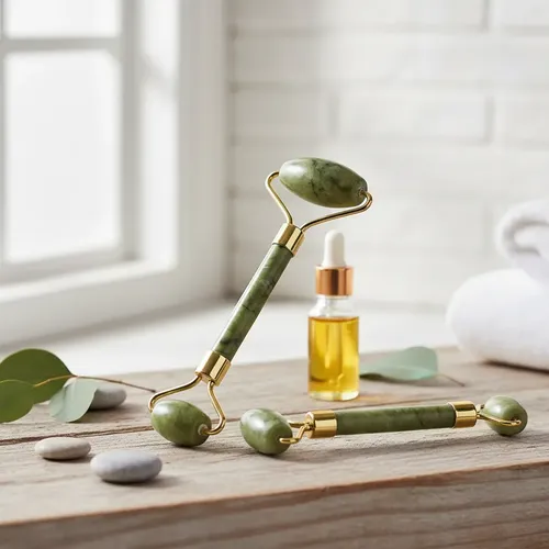 Masajeador Rodillo Facial Corporal Piedra Jade Verde Lfme