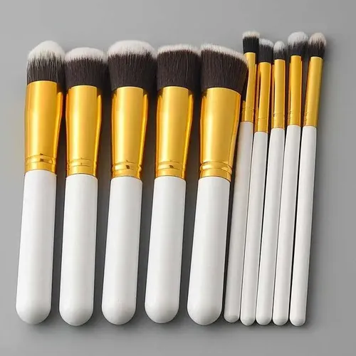 Set X10 Brocha Kabuki Para Maquillaje Makeup Profesional