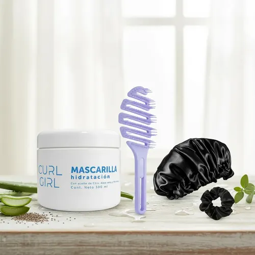 Kit Rulos Mascara Hidratan Curl Girl+ Gorro Termico+ Cepillo