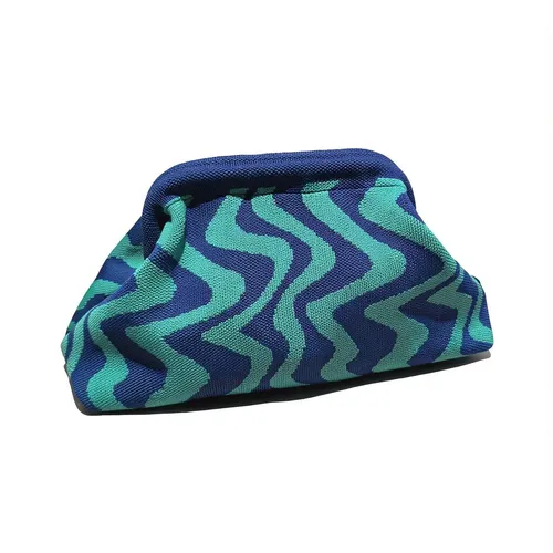 Bolsa De Maquillaje Tejida Gran Espacio Estampado Ondulado V