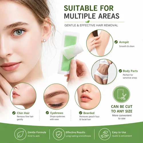 Set Tiras Cera Cejas Rostro 2 Caras 60 Uds Depilación