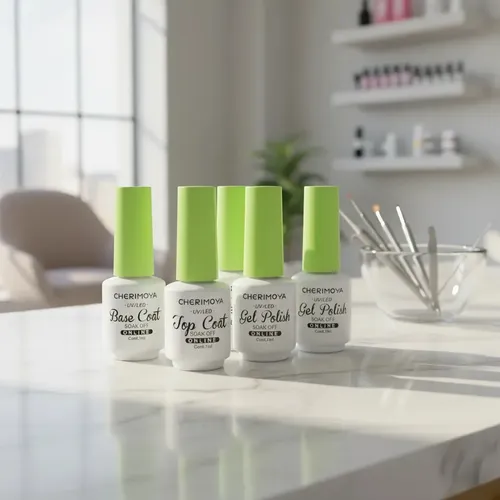 Kit Esmaltes Gel Cherimoya 6 Colores Azules Base Top Coat 7ml