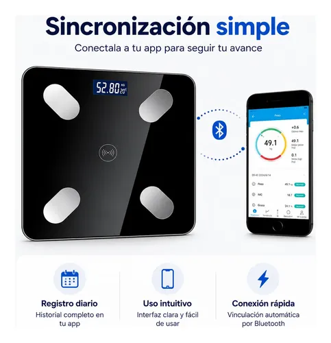 Balanza De Baño Bluetooth Analiza Grasa Y Peso Corporal