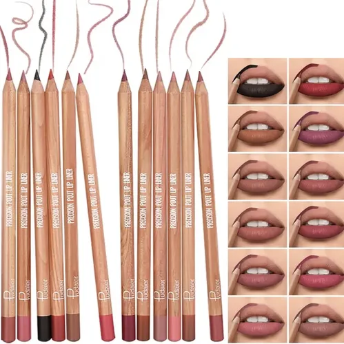 Set X12 Delineadores De Labios Larga Duración, Impermeable