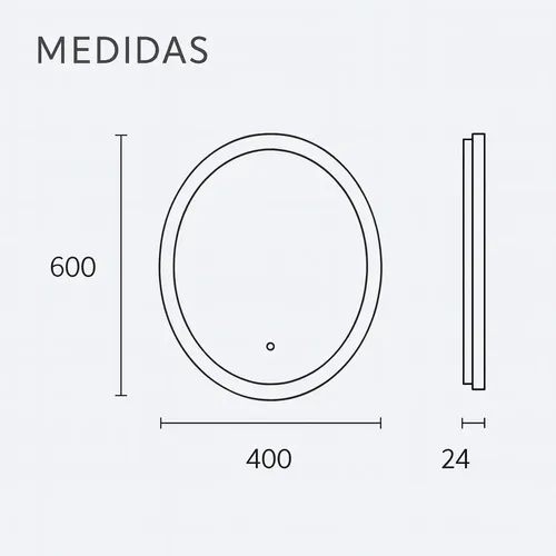 Espejo Led Ovalado Tactil Touch 14w Calido 40x60cm Dabor