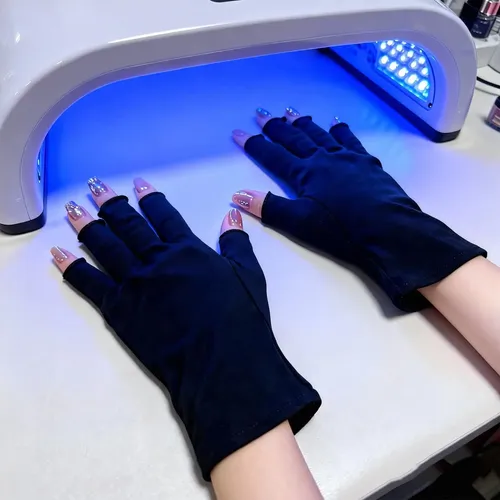 Guantes Algodón Negros Sin Dedos Hidratantes Para Manos Sec