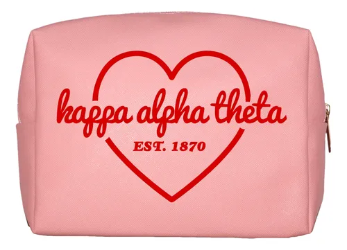 Neceser Kappa Alpha Theta Rosa De Cuero Vegano Sorority Shop