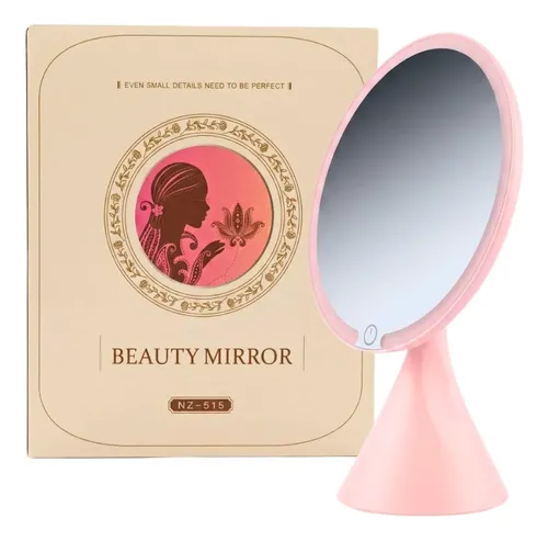 Espejo De Maquillaje Con Luz 3 Tonos Giratorio P/ Escritorio