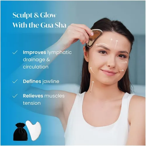 Gua Sha Acero Inoxidable Plata Masaje Facial Corporal