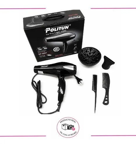 Secador De Pelo Profesional 1500w Con Difusor Y Peines Kit