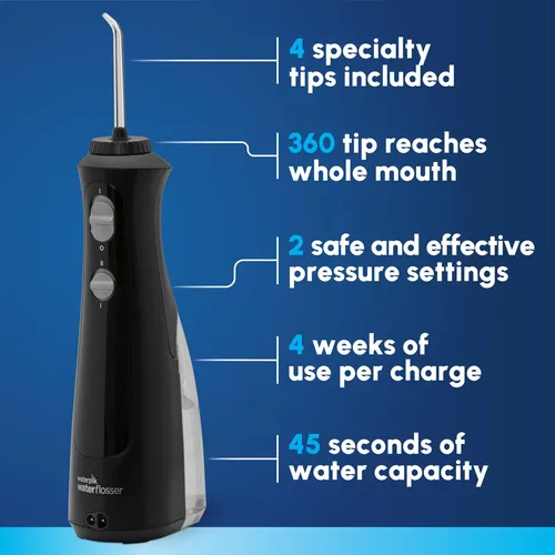 Hilo Dental Portátil Recargable Waterpik Wf-13 Negro, Baterí Negro