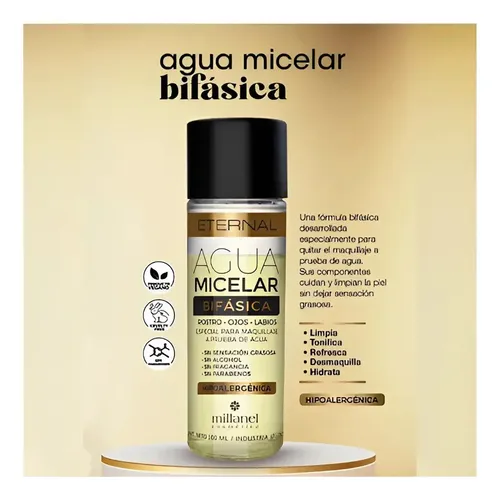 Agua Micelar Hipoalergenica Bifasica Eternal Millanel 100ml