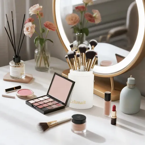 Set De Brochas De Maquillaje 12 Piezas Con Estuche Blanco