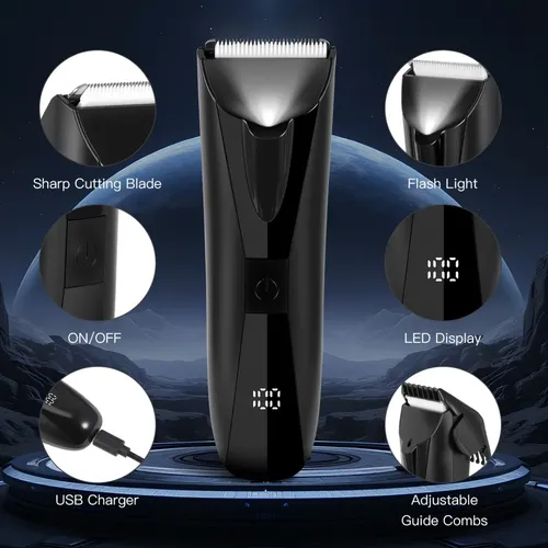 Cortadora De Pelo Corporal Eléctrica Con Led Negro