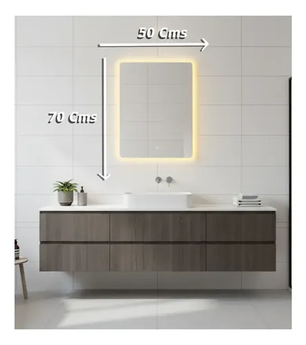 Espejo Led 70x50cm Botón Frontal Luz Led Vertical **outlet**