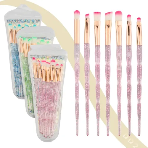 Set De 7 Brochas Diamante Con Glitter Para Maquillaje Sombra