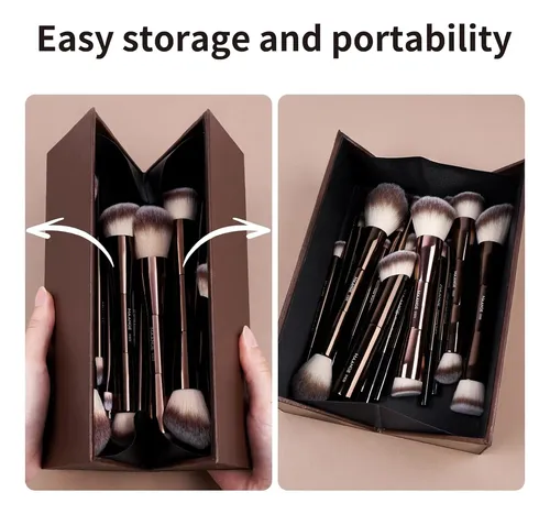 Maange Set 20 Brochas Maquillaje Doble Punta Café
