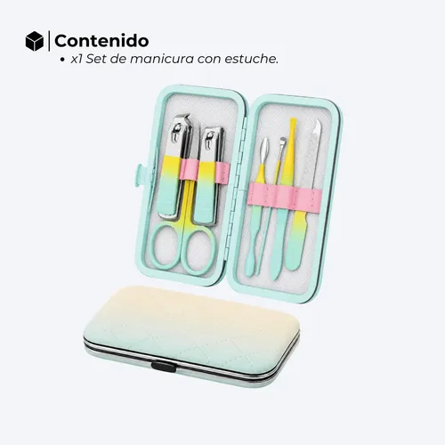 Set De Manicura Pedicura Estuche De 7 Piezas Alicate Tijera