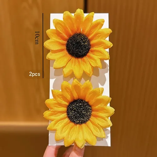 2 Horquillas Con Forma De Girasol, Accesorios Para El Cabell Amarillo