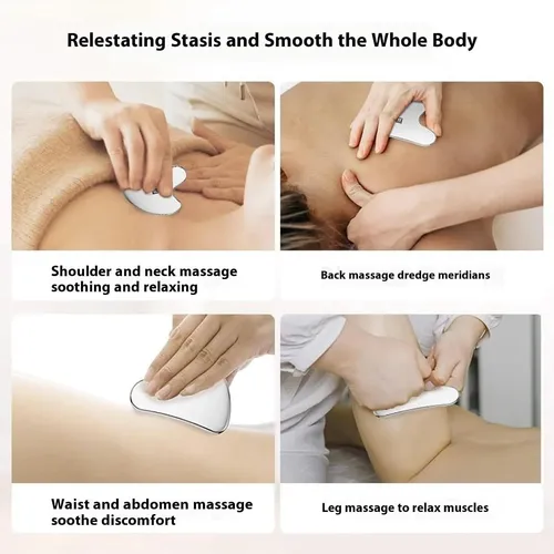 Raspador Gua Sha Acero Facial Y Corporal Color Plata