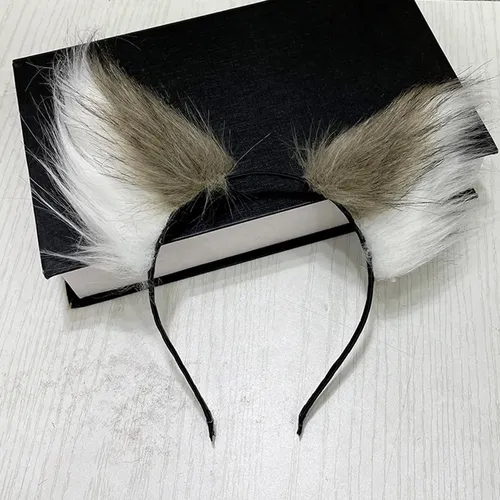 Animal Peludo Gato Zorro Oreja Pelo Aro Moda Café Con Leche