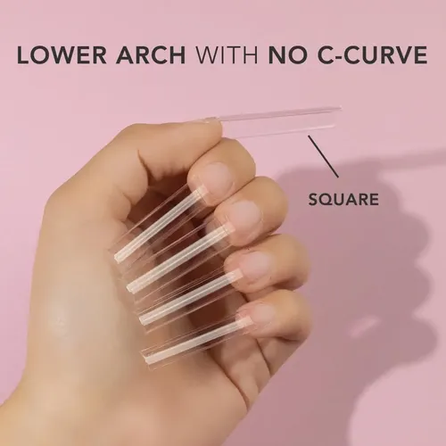 Lápiz Nail Tips Kiara Sky Sin Curva En C, Cuadrado, Transpar