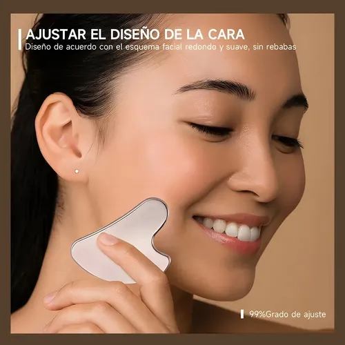 Gua Sha De Acero Inoxidable Plateado: 2 Unidades Para Rostro