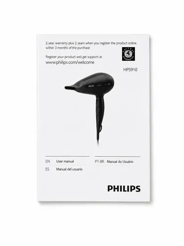 Secador De Pelo Philips Pro Hairdryer HPS910 Profesional 2100W Cuenta Con 2 Boquillas Concentradoras Tiene Aire Frío Cable 2,5 Metros Filtro Removible Uso Profesional Negro Peluqueria Secado Rapido