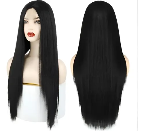 Peluca Lacia Negra Simil Natural Oncológica Cosplay Drag