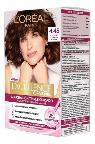 Kit Tintura Excellence Creme Tono 4.45 Castaño Cobrizo Caoba
