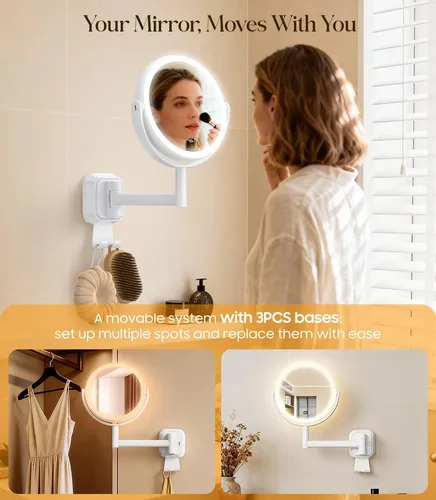 Espejo De Maquillaje Gospire De 18 Cm Iluminado Con Aumento