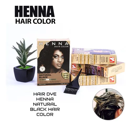 Tinte Semipermanente Negro Natural Con Henna Para El Cabello